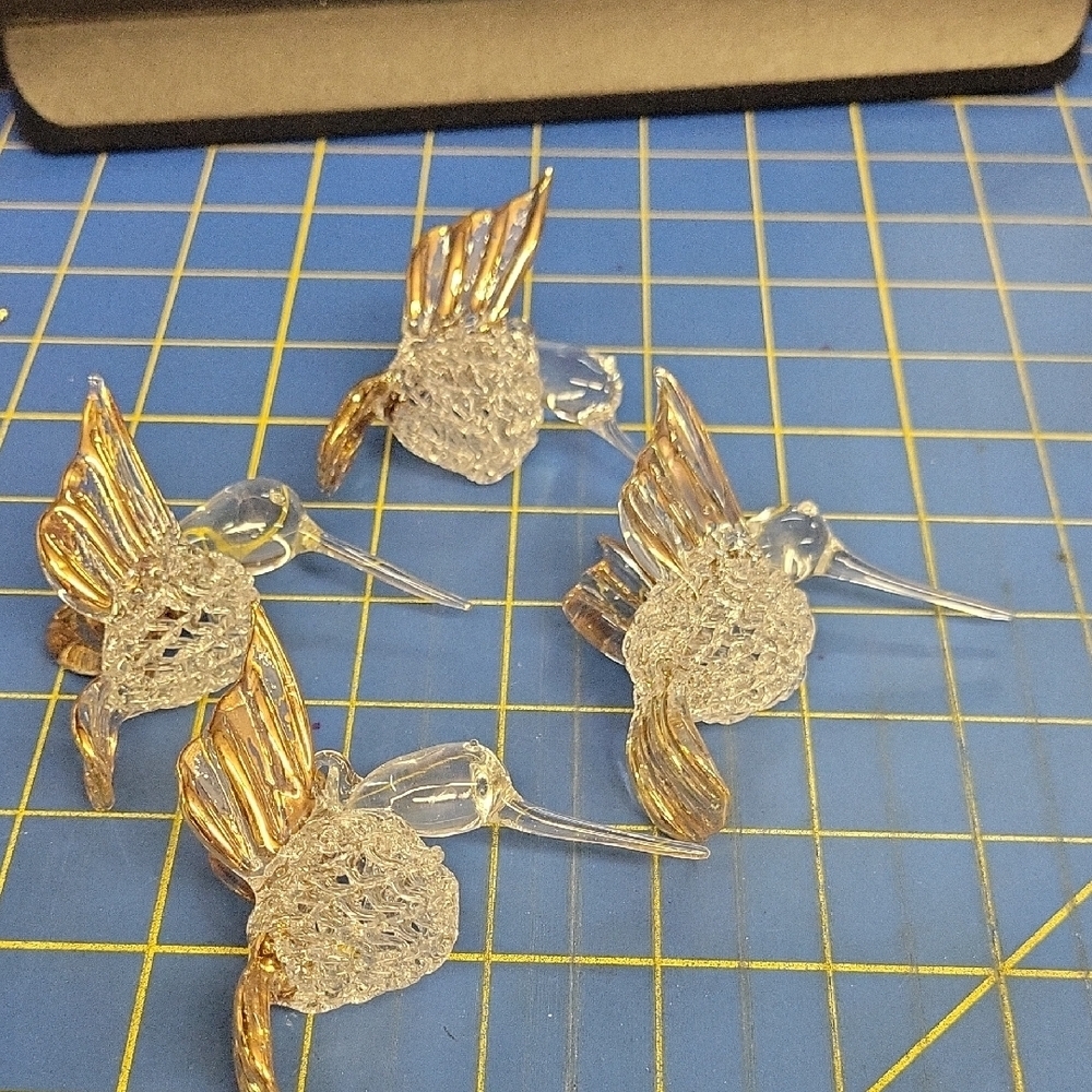Gold and Silver Hummingbird Glass Set Of 4